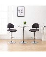 Tabourets de bar lot de 2 marron similicuir | Mobilier & Déco