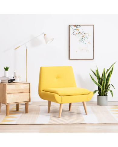 Fauteuil sans accoudoirs jaune tissu | Mobilier & Déco
