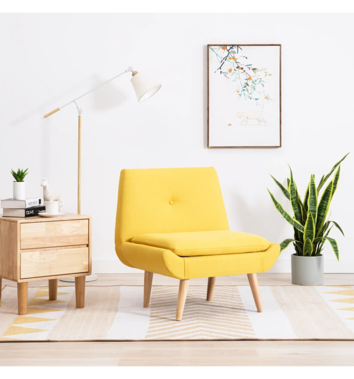 Fauteuil sans accoudoirs jaune tissu | Mobilier & Déco