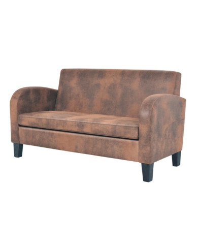 Canapé à 2 places Daim synthétique Marron | Mobilier & Déco
