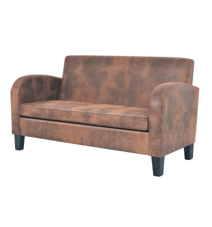 Canapé à 2 places Daim synthétique Marron | Mobilier & Déco