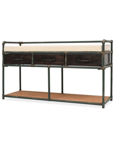 Banc de rangement avec coussin 107,5 x 34,5 x 59 cm | Mobilier & Déco