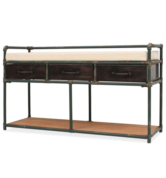 Banc de rangement avec coussin 107,5 x 34,5 x 59 cm | Mobilier & Déco