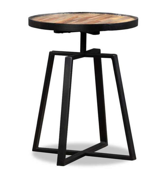 Table d'appoint ronde Teck massif de récupération | Mobilier & Déco