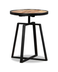 Table d'appoint ronde Teck massif de récupération | Mobilier & Déco