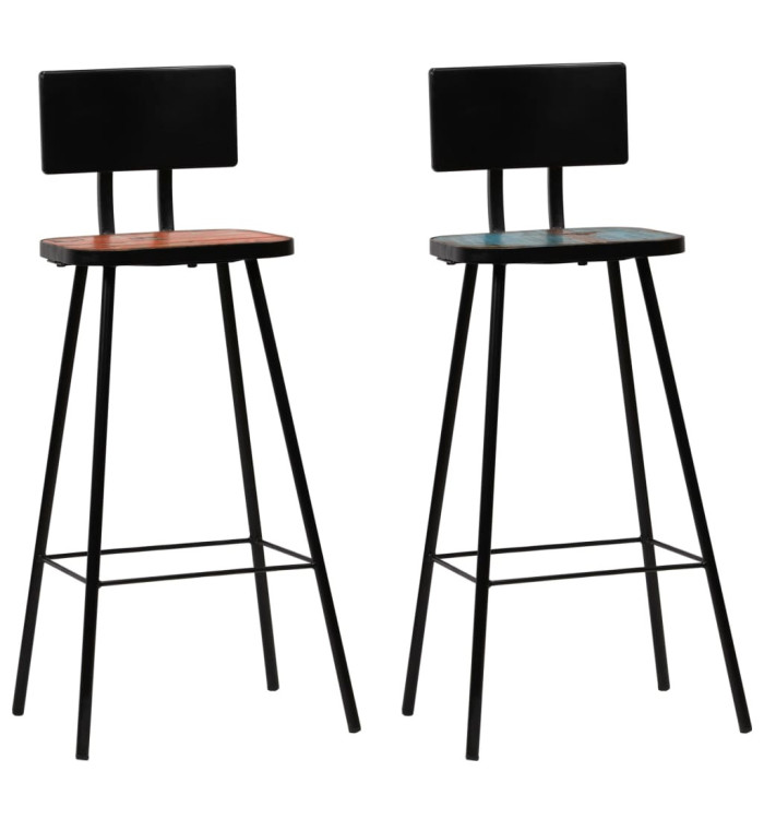 Tabourets de bar lot de 2 bois massif de récupération | Mobilier & Déco