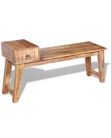 Banc avec tiroir Bois de manguier massif 120x36x60 cm | Mobilier & Déco