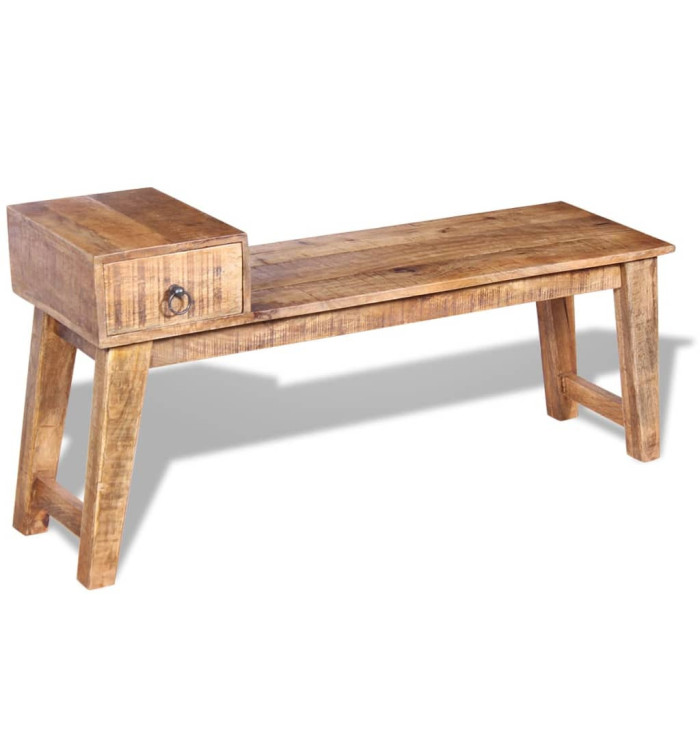 Banc avec tiroir Bois de manguier massif 120x36x60 cm | Mobilier & Déco