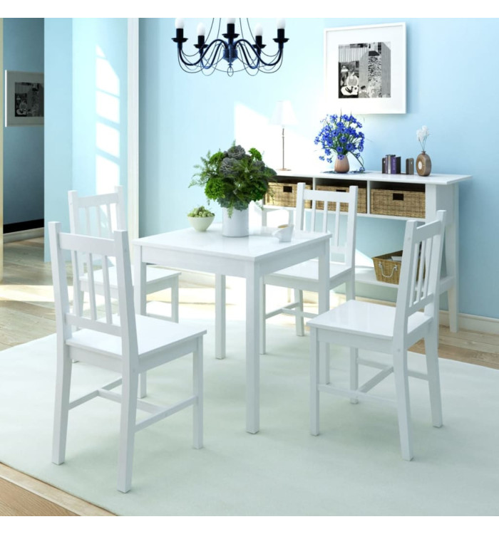 Ensemble de salle à manger 5 pièces Pinède Blanc | Mobilier & Déco