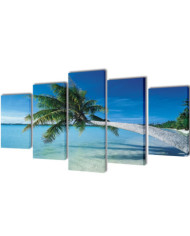 Set de toiles murales imprimées Plage avec palmier 200 x 100 cm | Mobilier & Déco