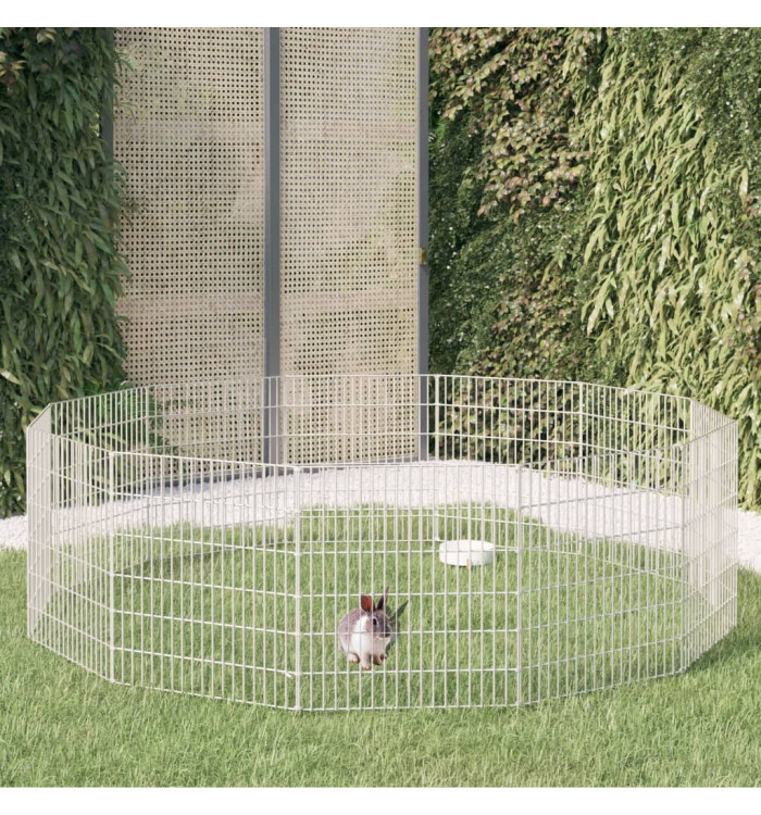 Enclos d'animaux en liberté 12 panneaux 54x60 cm fer galvanisé | Mobilier & Déco