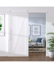 Kit de quincaillerie de porte coulissante 200 cm Acier Blanc | Mobilier & Déco