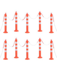 Bornes de contrôle du trafic 10 pcs avec chaîne 75 cm PE | Mobilier & Déco