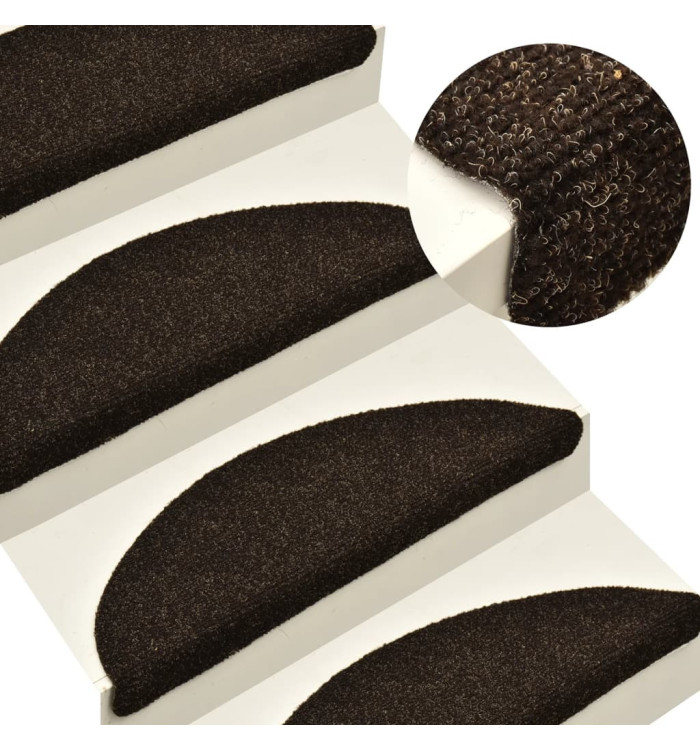 Tapis autoadhésifs de marches 10pcs Marron 65x21x4cm Aiguilleté | Mobilier & Déco