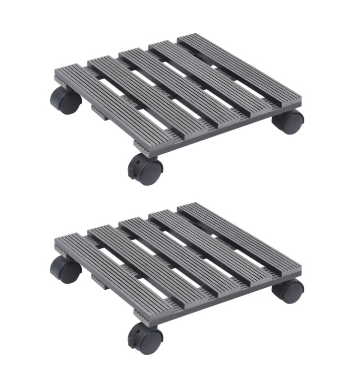 Chariots à plantes 2 pcs Gris 30x30x7,5 cm WPC | Mobilier & Déco