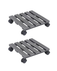 Chariots à plantes 2 pcs Gris 30x30x7,5 cm WPC | Mobilier & Déco