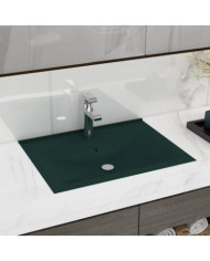 Lavabo avec trou de robinet Vert foncé mat 60x46 cm Céramique | Mobilier & Déco