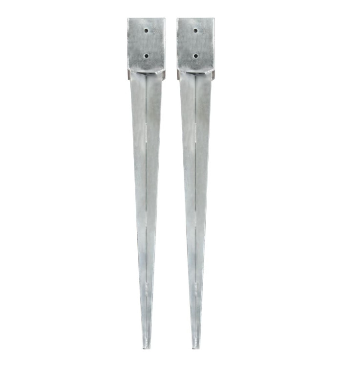 Piquets au sol 2 pcs Argenté 10x10x91 cm Acier galvanisé | Mobilier & Déco