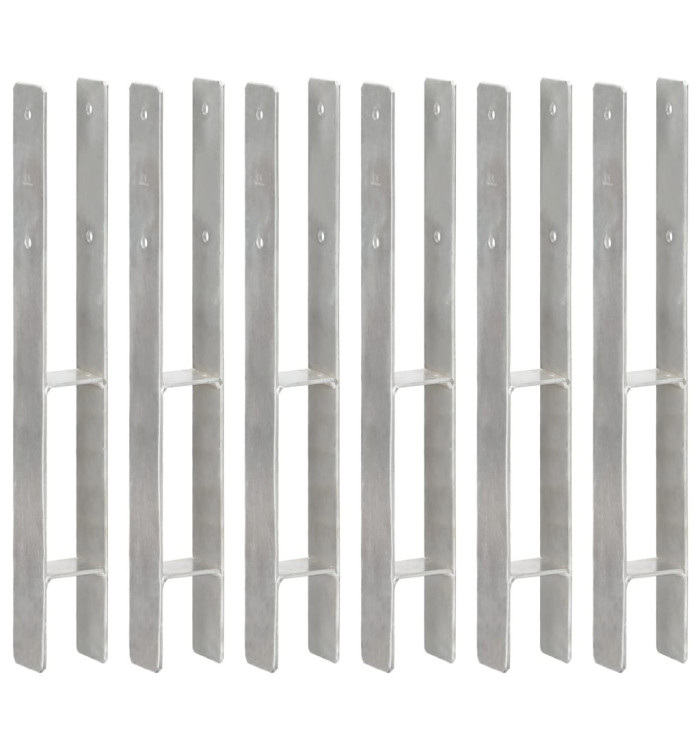Piquets de clôture 6 pcs Argenté 7x6x60 cm Acier galvanisé | Mobilier & Déco