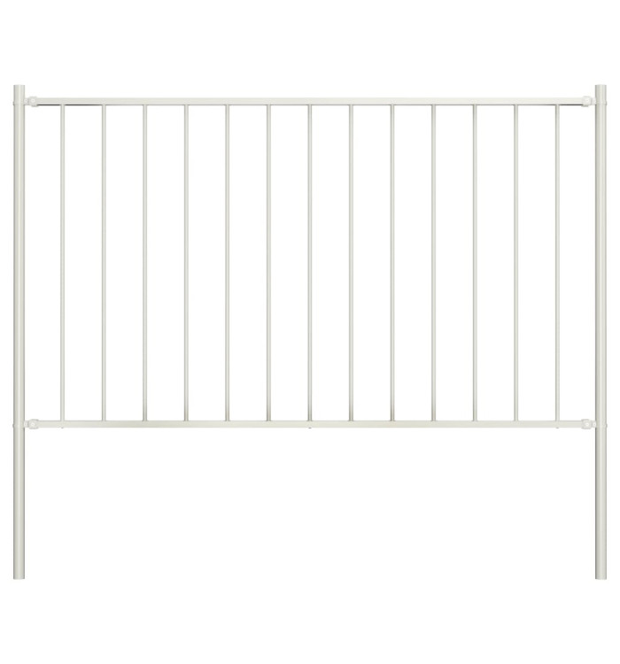 Panneau clôture et poteaux acier enduit de poudre 1,7x1 m blanc | Mobilier & Déco