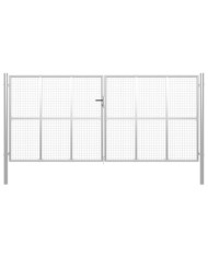 Porte de jardin Acier galvanisé 415x250 cm Argenté | Mobilier & Déco