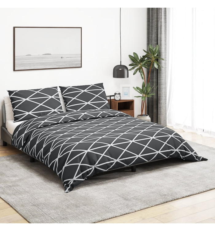 Ensemble de housse de couette Gris 200x200 cm Coton | Mobilier & Déco