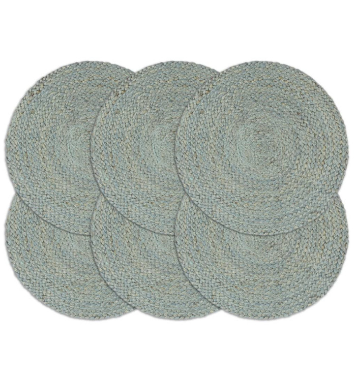 Napperons 6 pcs Vert olive Plain 38 cm Rond Jute | Mobilier & Déco