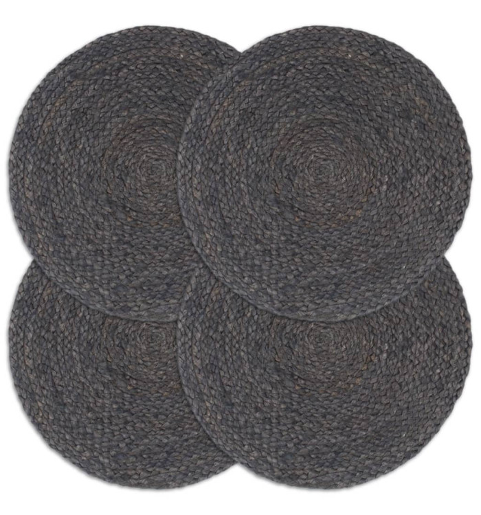Napperons 4 pcs Gris foncé Plain 38 cm Rond Jute | Mobilier & Déco