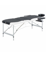 Table de massage pliable 3 zones Aluminium Noir et blanc | Mobilier & Déco
