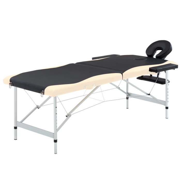 Table de massage pliable 2 zones Aluminium Noir et beige | Mobilier & Déco