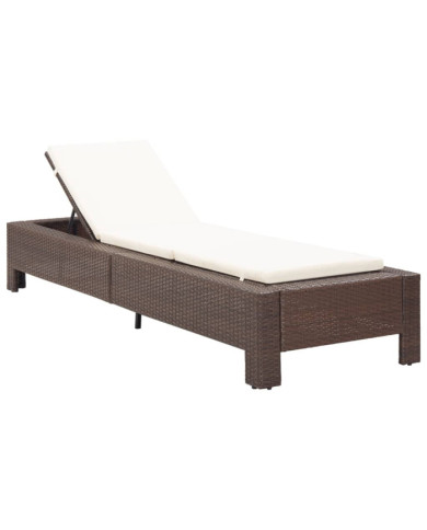 Transat avec coussin Marron Résine tressée | Mobilier & Déco