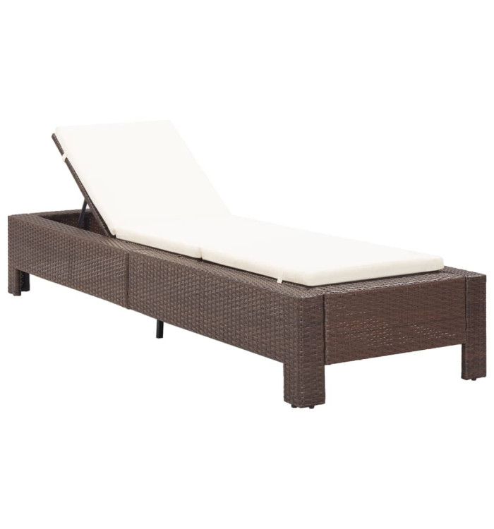 Transat avec coussin Marron Résine tressée | Mobilier & Déco