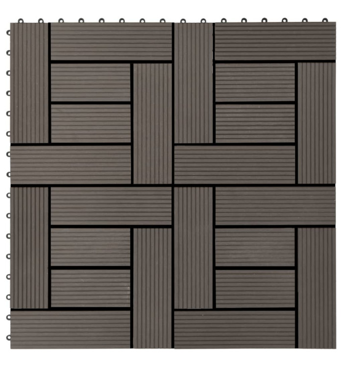Carreau de terrasse 11 pcs WPC 30 x 30 cm 1 m² Marron foncé | Mobilier & Déco