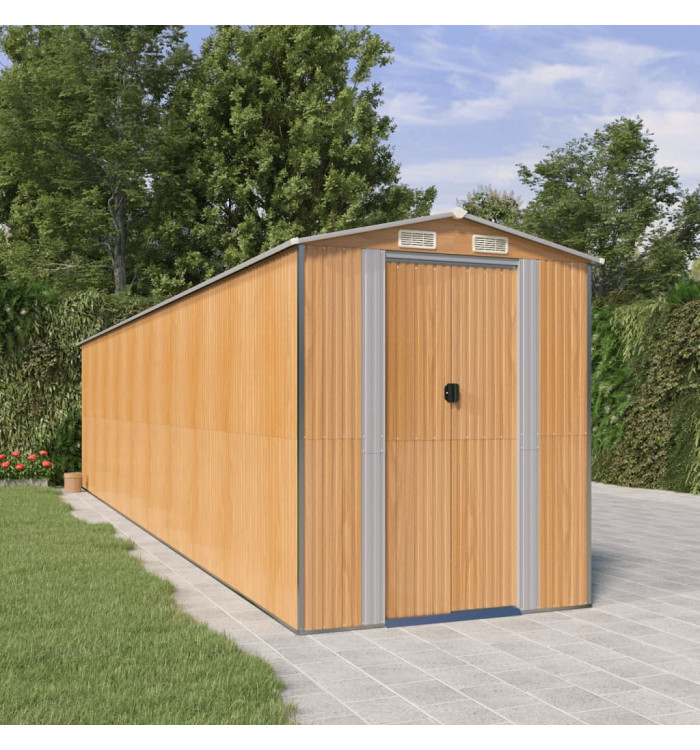 Abri de jardin Marron clair 192x855x223 cm Acier galvanisé | Mobilier & Déco