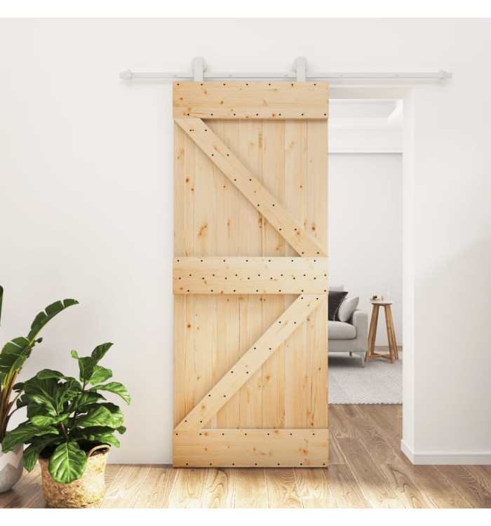 Porte coulissante et kit de quincaillerie 85x210 cm pin massif | Mobilier & Déco