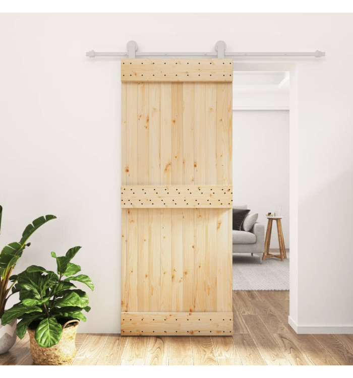 Porte coulissante et kit de quincaillerie 85x210 cm pin massif | Mobilier & Déco