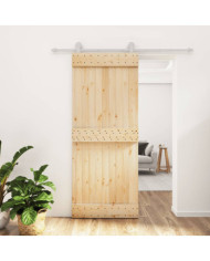 Porte coulissante et kit de quincaillerie 85x210 cm pin massif | Mobilier & Déco