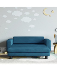 Canapé avec repose-pied pour enfants bleu 100x50x30 cm velours | Mobilier & Déco