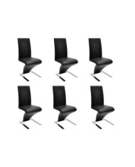 Chaises à manger lot de 6 noir similicuir | Mobilier & Déco