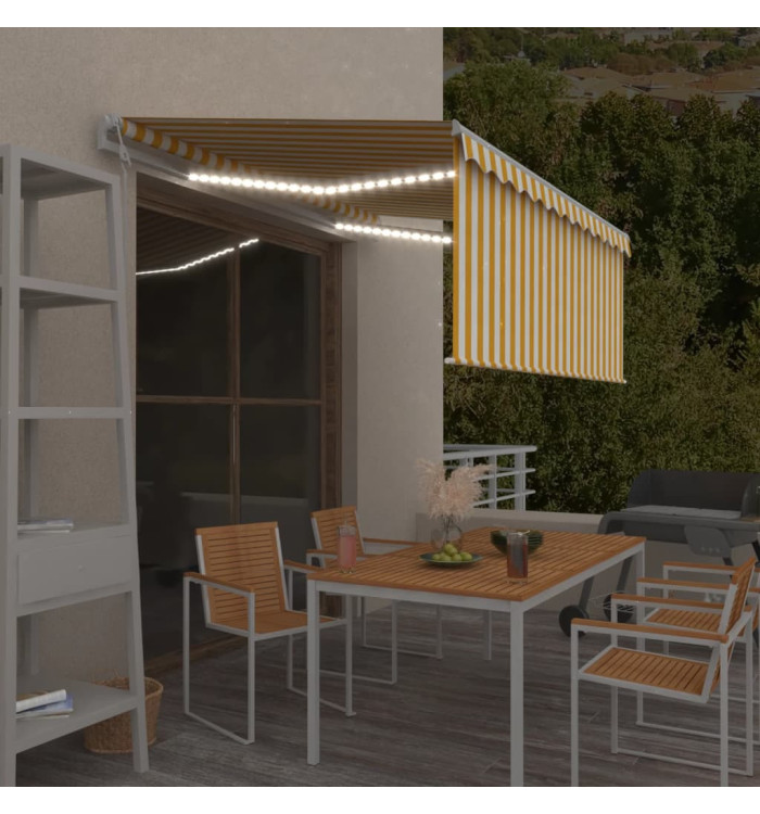 Auvent automatique store capteur de vent LED Jaune et blanc | Mobilier & Déco