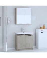 Meubles de salle de bain 2 pcs Gris béton Bois d'ingénierie | Mobilier & Déco