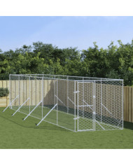 Chenil d'extérieur pour chiens argenté 2x10x2 m acier galvanisé | Mobilier & Déco