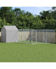 Chenil d'extérieur pour chiens avec toit argenté 6x6x2,5 m | Mobilier & Déco