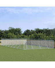 Chenil d'extérieur pour chiens argenté 8x16x2 m acier galvanisé | Mobilier & Déco