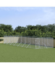 Chenil d'extérieur pour chiens argenté 4x16x2 m acier galvanisé | Mobilier & Déco