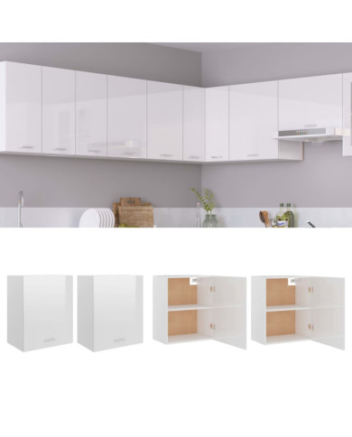 Armoires suspendue "Lyon"s 2 pcs Blanc brillant | Mobilier & Déco