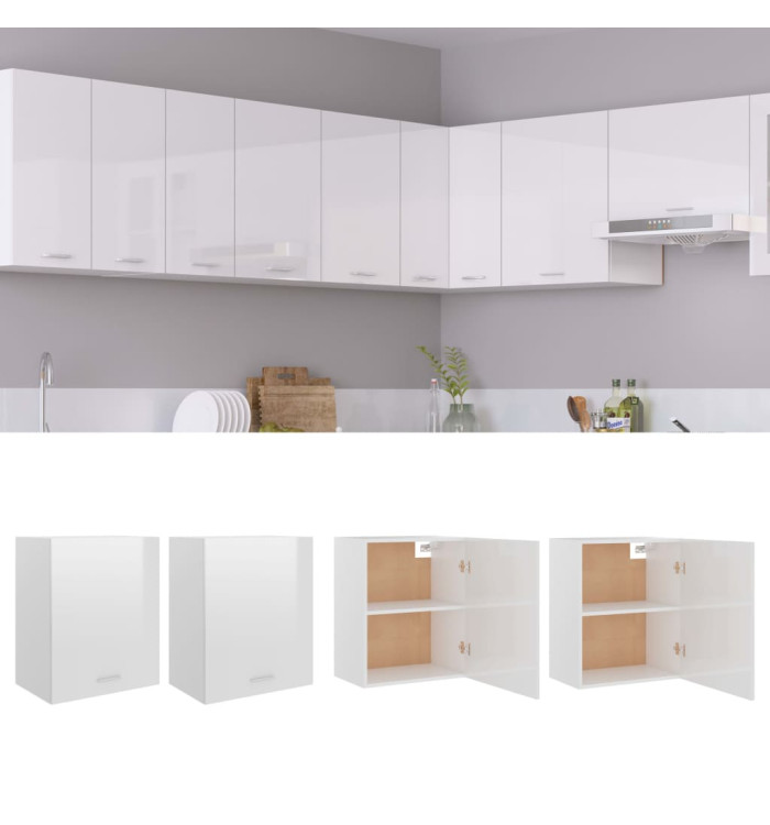 Armoires suspendue "Lyon"s 2 pcs Blanc brillant | Mobilier & Déco