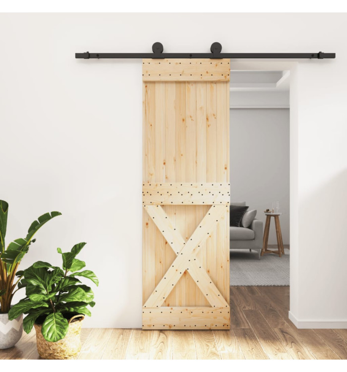 Porte coulissante et kit de quincaillerie 70x210 cm pin massif | Mobilier & Déco