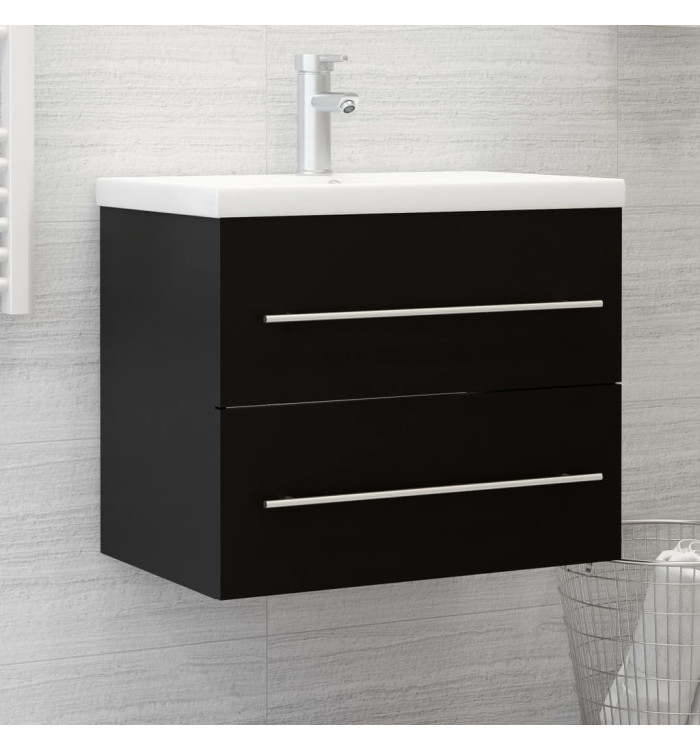 Armoire d'évier avec lavabo intégré Noir Aggloméré | Mobilier & Déco