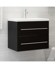Armoire d'évier avec lavabo intégré Noir Aggloméré | Mobilier & Déco